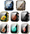 8 Pack Case Compatible for Apple Watch SE Series 6 5 4 3 2 44mm 40mm 42/38mm Hard PC Flowers Case with Tempered Glass Smartwatch Screen Protectors...