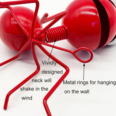 Metal Yard Art Garden Decor Cute Ant Outdoor Wall Sculptures Patio Lawn Ornament Fence Decoraions - Set of 4 Red...