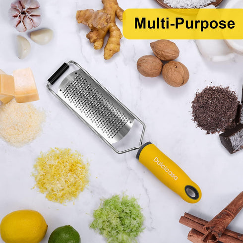 Classic Zester and Grater - Professional Kitchen Lemon Zester for Lime, Cheese, Garlic, Ginger, Chocolate, Vegetables, Fruits, Dishwasher Safe (Wi...