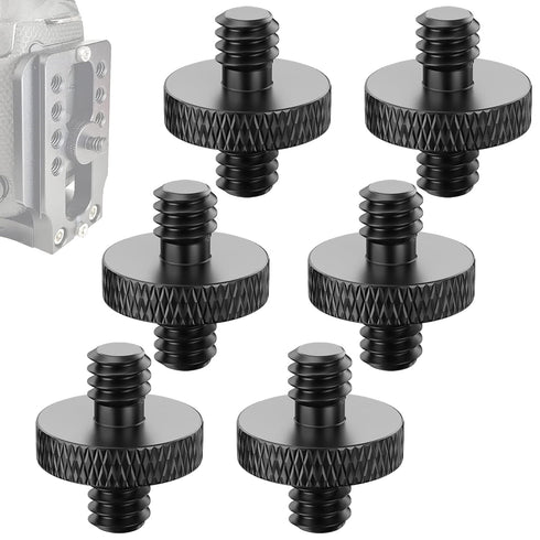 Camera Mount Screw 1/4 Male to 1/4 Male Threaded Tripod Screw Adapter for Camera Cage Camera Shoulder Mount DSLR Mic Stand 6 Pcs (Black)...
