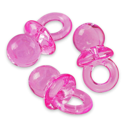 Super Z Outlet Mini Acrylic Baby Pacifiers for Baby Shower Decorations, Table Scatter, Party Favors, Games & Activities - 144 Pieces(Pink)...