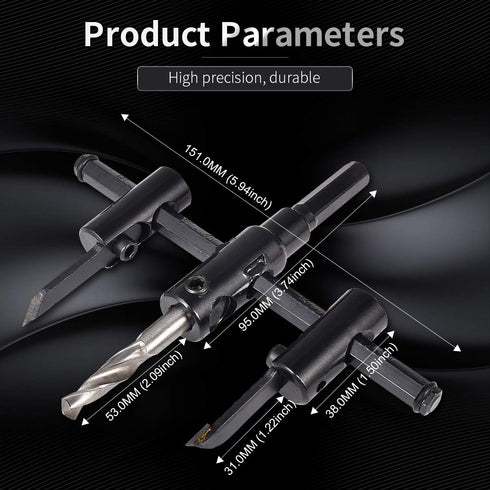 KATUR 30mm to 120mm Adjustable Circle Hole Cutter Saw Kit, Wood Drywall Drill Bit Saw Round Cutting, Woodworking Twist Hole DIY Tools (30-120mm)...