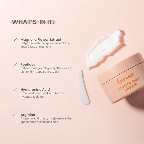 Karuna - Lights Out Cream Nighttime Moisturizer, Anti-Wrinkle Night Cream with Magnolia Fruit, Peptides and Hyaluronic Acid for Balance, Spot Remo...