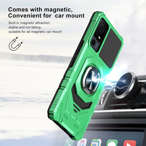Customerfirst for TCL 40-XE 5G Phone Case, with Tempered Glass Screen Protector, Ring Kickstand for Magnetic Car Mount, Military Grade, Heavy Duty...