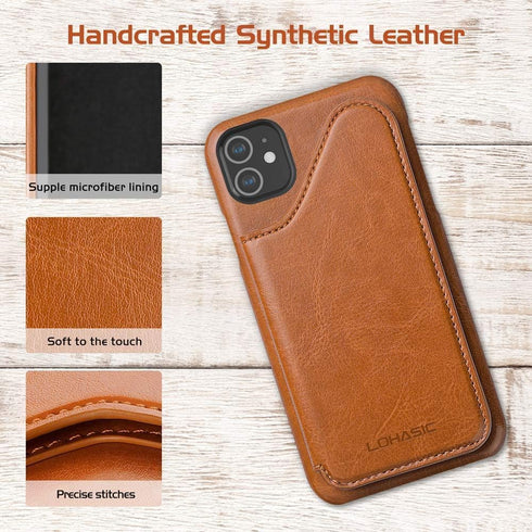 LOHASIC for iPhone 11 Wallet Case, 5 Card Holder Phone Cover to Men Women, Premium PU Leather Credit Slot, Magnetic Clasp Kickstand Flip Folio Por...