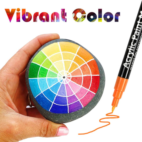 Acrylic Paint Pens for Rock Painting,Set of 24 Extra Fine Point Non-toxic Acrylic Paint Pen Paint Markers for Stone,Ceramic,Glass,Wood,Canvas,Fabr...