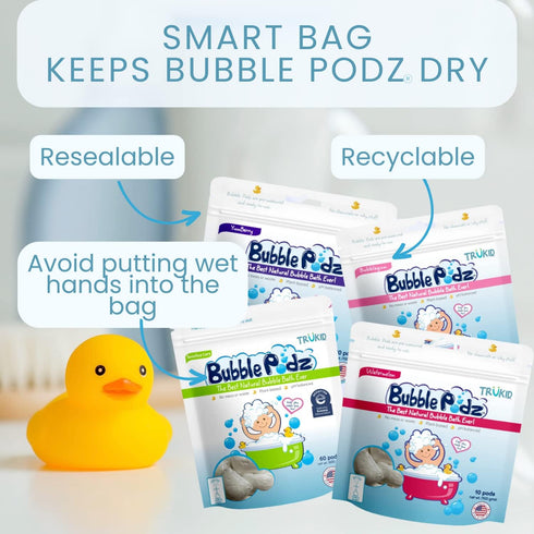 TruKid Bubble Podz Bubble Bath for Baby & Kids, NEA-Accepted for Eczema, Gentle Refreshing Colloidal Oatmeal Bath Bomb for Sensitive Skin, pH Bala...
