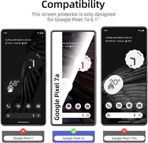 NEW'C [3 Pack Designed for Google Pixel 7a Screen Protector Tempered Glass, Bubble Free, Ultra Resistant......