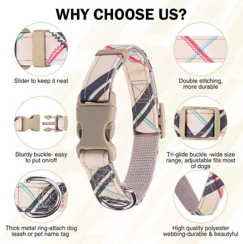 Small Dog Collar and Leash Set, Dog Collars for Puppy Medium Dogs, Adjustable Pet Collar for Doggie XS S M Breed Boys or Girls Chihuahua, Yorki, B...
