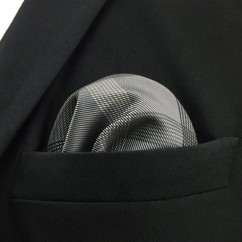 S&W SHLAX&WING Ties for Men Necktie Gray Check Extra Long Matching Pocket Square...