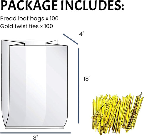 Reusable Plastic Bread Bags for Homemade Bread - 50 Pack Clear Bread Bag with Ties For An Airtight Moisture-free Preservation and Storage- Bread L...