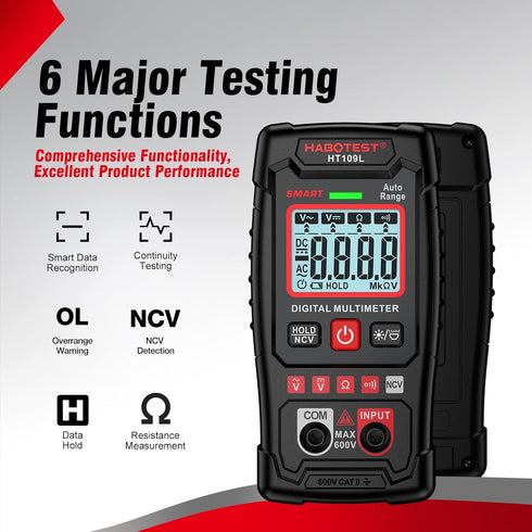 Digital Multimeter Tester, HABOTEST 4000 Counts, Smart Measurement,Measures AC/DC Voltage, Ohm Volt Amp Meter, Non-Contact Voltage Tester Function...