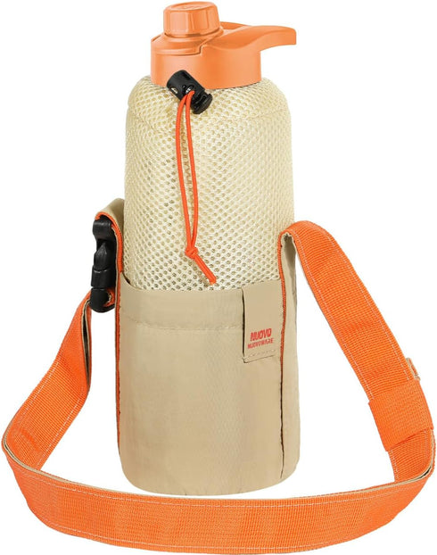 Nuovoware Water Bottle Carrier Bag, 40OZ Water Bottle Holder with Adjustable Shoulder Strap, Foldable Lightweight Drawstring Water Bottle Bag with...