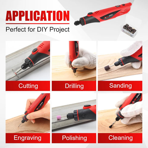 TOOLSPACE 4V Cordless Rotary Tool Kit with 69 Accessories, 6 Variable Speeds and USB Charging, Ideal for Carving, Engraving, Sanding, Polishing an...