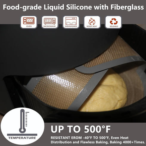 2Pcs Silicone Bread Sling Oval And Round For Dutch Oven, Non-Stick Easy-Clean Reusable Silicone Baking Mat With Long Handles Sourdough Bread Bakin...