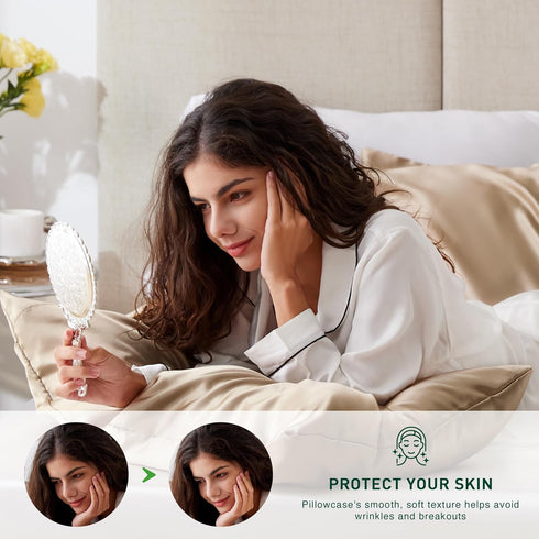 Love's cabin Satin Pillowcase for Hair and Skin, Similar to Silk Pillow Cases for Women, Pillow Case Queen Size Set of 2, Satin Cooling Pillow Cov...