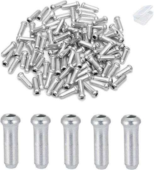100 Pcs Cable End Crimps, Bike Cable End Caps, Alloy Road Mountain Bikes Brake Tips Shifter, Silver,with Storage Box...