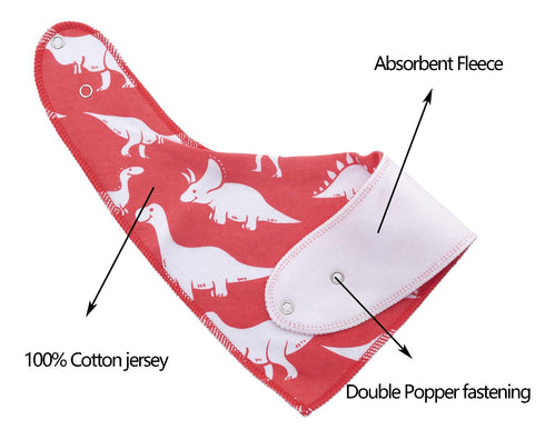 Maiwa 10-Pack Dinosaur Bandana Bibs for Baby Boys for Drooling Feeding and Teething...