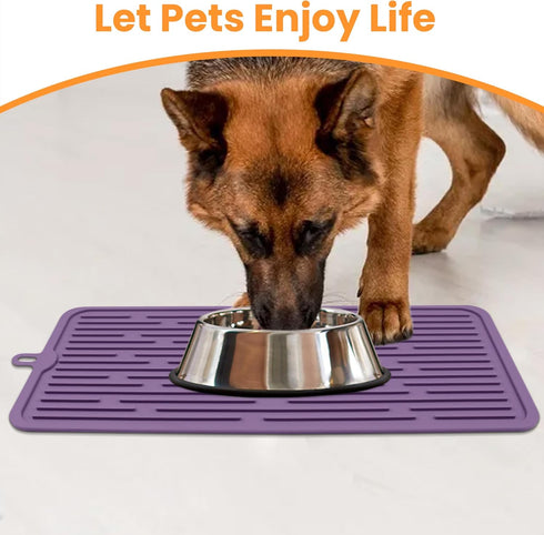 Ptlom Dog Food Mat Anti-Slip Dog Bowl Mats for Food and Water, High-Lips Waterproof Dog Feeding Mat Prevent Messy Spills to Floor, Silicone Pet Pl...