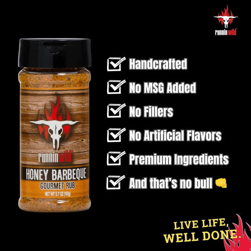 Gourmet Honey BBQ Rub and Seasoning | Pork Rub | Chicken Rub | Rib Rub| Salmon Rub | Runnin’ Wild Foods, 5.7 ounces...