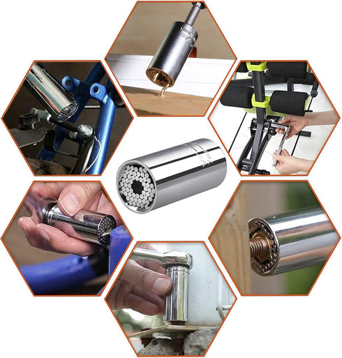 3 Pack Universal Socket, 7mm-19mm Multi-function Socket Metric Wrench Power Drill Ratchet Adapter & 105 Degree Right Angle Extension Power Screwdr...