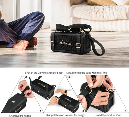 TXEsign Travel Carrying Case for Marshall Middleton Portable Bluetooth Speaker, with Shoulder Strap Protective Cover Replacement Strap Carrying PU...