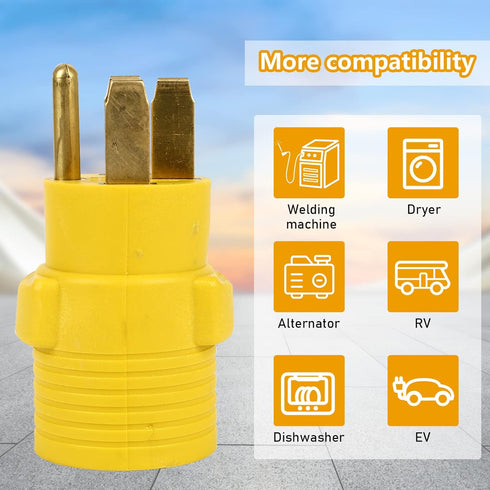NEMA 14-50P to 6-50R Welder Adapter Connector, 50Amp 4 Prong Male Plug to 3 Prong Female Receptacle Adapter for Welder Generator RV EV Charger, Ye...