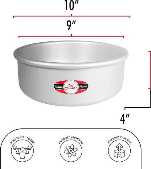 Fat Daddio's Anodized Aluminum Round Cake Pan, 9 x 4 Inch...
