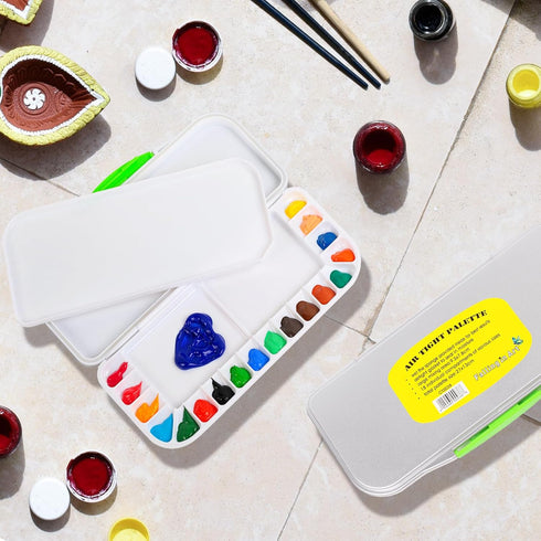 Falling in Art Airtight Watercolor Palette, Plastic Paint Palette with 18 Wells and 3 Mixing Areas, Folding Paint Tray with Lid, Suitable for Acry...