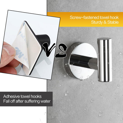 4 Pack Towel Hooks, Robe Hook, Bathroom Coat Hook Wall Mounted, SUS304 Stainless Steel Bathroom Hooks, Towel Hook for Bedroom Kitchen Hotel Office...