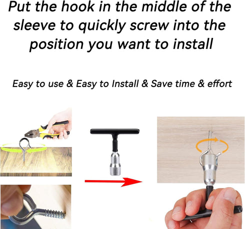 Wing Nut Tool, T Handle Wing Nut Hand Tool, Wing Nut Driver for Eye Screws and Screw-in Hooks Heavy Duty Metal Manual Installation Tightening Rele...