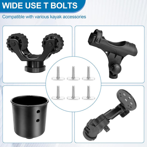 T Bolts for Kayak Track/Rail, Kayak Track Mount Accessories Screws 1 Inch Long, Nuts 1/2 Inch Wide, Kayak Hardware T-Slot Bolts 6 Pack...