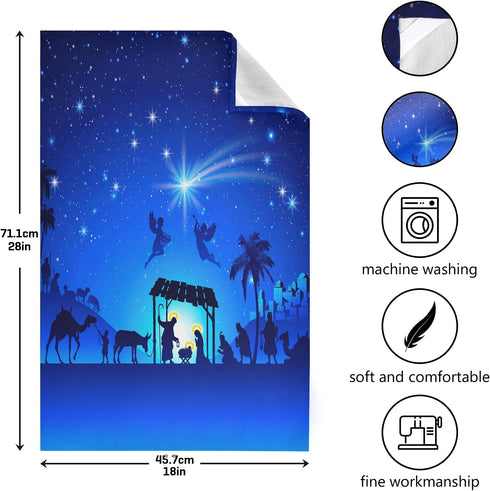 ALAZA Christmas Nativity Scene Decorative Kitchen Dish Towels Set of 4,Soft and Absorbent Kitchen Hand Towels Home Cleaning Towels Dishcloths,18 x...