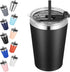 VEGOND 12oz Tumbler Stainless Steel Tumbler bulk Vacuum Insulated Double Wall Travel Tumbler with Lid and Straw Reusable Tumbler, Black 1 Pack...