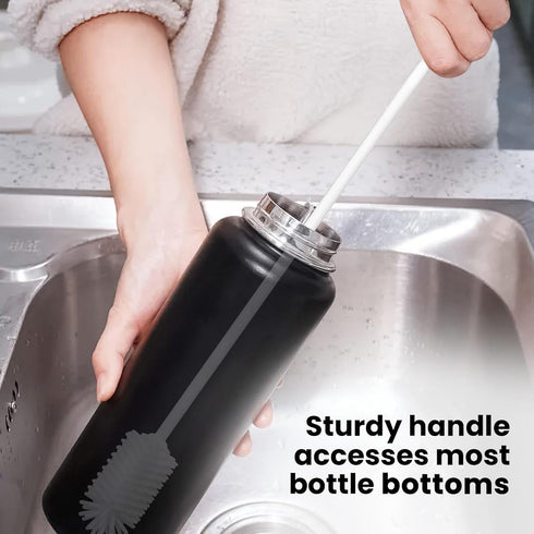purifyou Platinum Silicone Water Bottle Cleaner Brush, Extra Long Handle 16 inch, with Cap Brush for Tumblers, Drinking Glasses, Vase - Perfect fo...