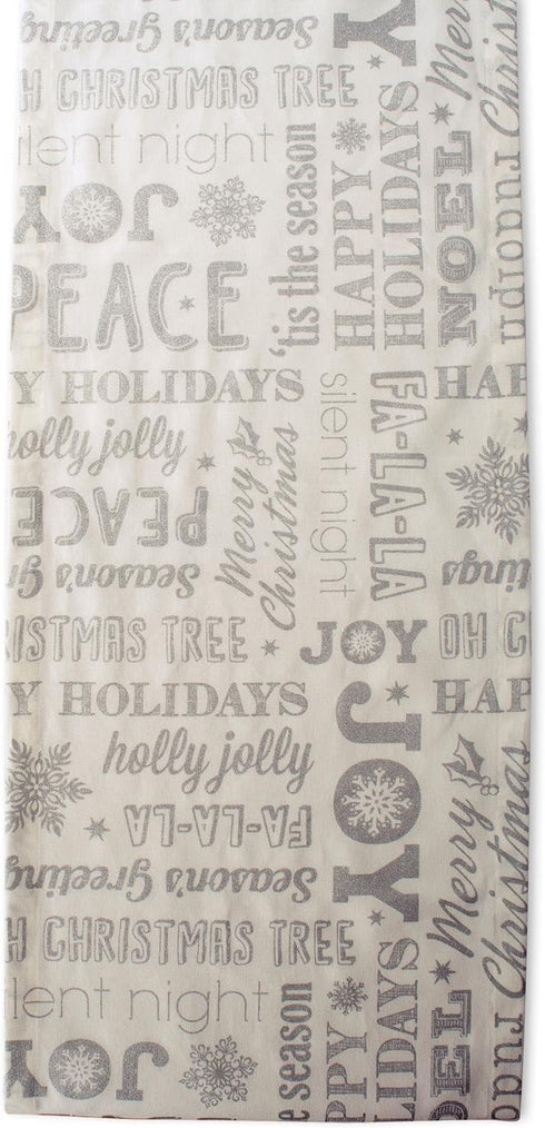 DII Holiday Dining Table Linen Metallic Fabric Kitchen Décor, Christmas Table Runner, 14x72, Silver Holiday Collage...