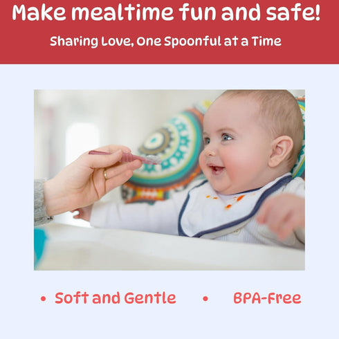 Silicone Baby Spoon Set, Infant Spoon 3-12 Months, Self-feeding Spoon, Dishwasher and Microwave Safe, First Stage Baby Led Weaning Spoon, Set of 2...
