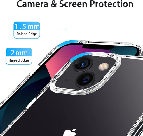 JJGoo Compatiable with iPhone 13 Case Clear, Transparent Shockproof Phone Case, Slim Anti-Scratch Hard PC Back Protective Cover Bumper, Clear...