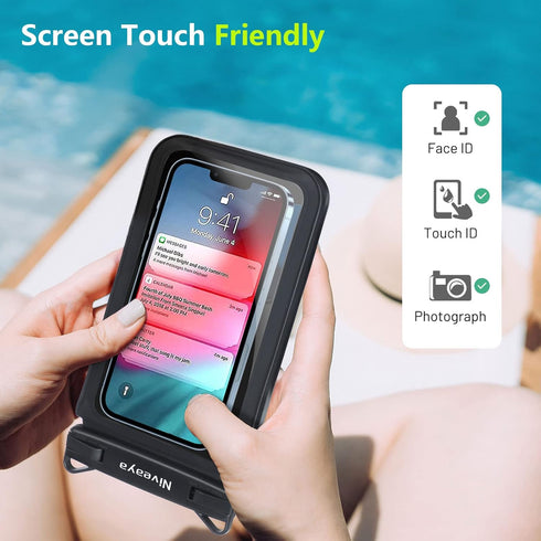 Niveaya Double Space Waterproof Phone Pouch - 2 Pack, Waterproof Phone Lanyard Case with iPhone 15/14/13/12 Pro Max up to 7", Phone Dry Bags for V...