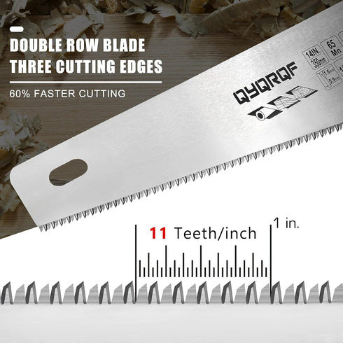 14 in. Pro Hand Saw, 11 TPI Fine-Cut Soft-Grip Hardpoint Handsaw Perfect for Sawing, Trimming, Gardening, Cutting Wood, Drywall, Plastic Pipes, Sh...