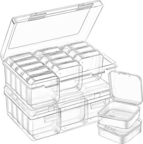 Jutieuo Small Bead Organizers, 32 Pieces Plastic Storage Cases Mini Clear Bead Storage Containers Boxes with Hinged Lid and Large Rectangle Organi...