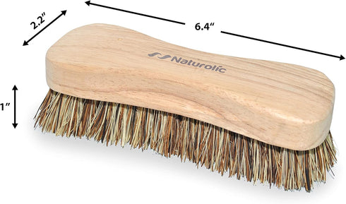 All-Natural Wooden Scrub Brush Set | Wooden Handle | Tampico and Palmyra bristles | Eco Friendly Cleaning Products | Pack of 2...