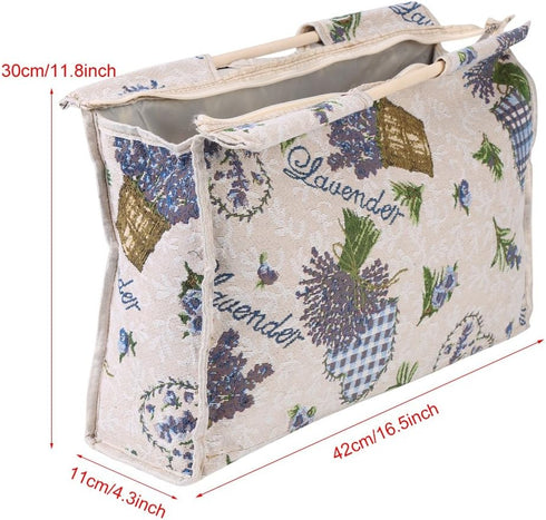 Knitting Needles Storage Bag, Exquisite Wood Handle Fabric Storage Bag Household Yarn Storage Tote Organizer Sewing Accessories for Knitting Needl...