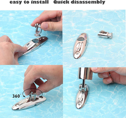 Boat Bimini Top Swivel Hinge,316 Stainless Steel Deck Side Mount Quick Release Hinge,Marine Hardware Accessories,Include Screws, pack of 2...