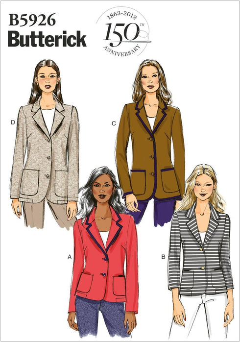 Butterick Patterns B5926F50 Misses'/Misses' Petite Jacket Sewing Template, Size F5 (16-18-20-22-24)...