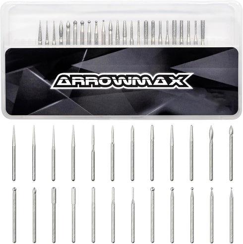 AM ARROWMAX Carving Bits Wood Engraving Router Bit with (2.35mm) Shank, 24 Pcs Engraving Bits to Meet Your Different Needs, Durable Rotary Tools A...