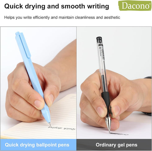 Aesthetic Ballpoint Pens - ?Macaron Blue? Pastel Roller Ball Pens, 0.5mm Retractable Gel Ink Pens | Black Ink | Cute Ball Point Pen - Pack of 5...