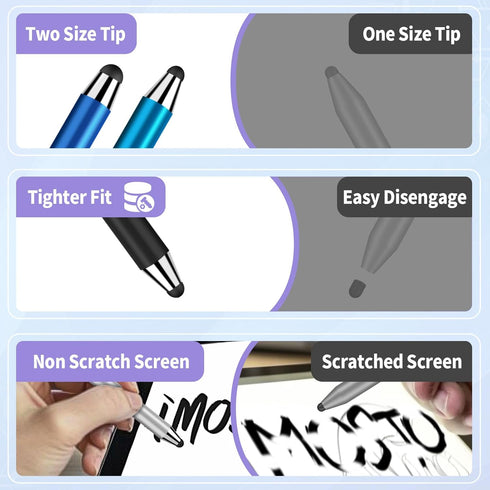 Stylus Pens for Touch Screens, 10 Pack 0.24"+0.36" High Sensitivity Stylus with 20 Pcs Replacement Capacitive Tips for iPhone iPad Android PC Tabl...