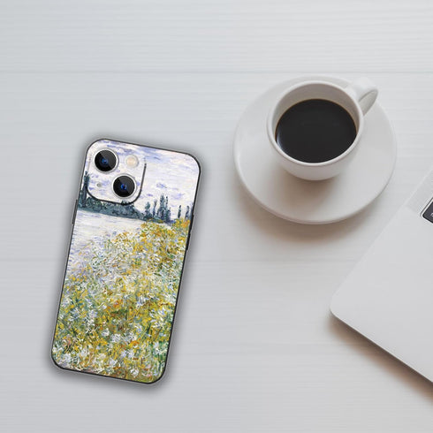 Claude Monet Phone Case for iPhone 15, Banks of The Seine at Vetheuil Nature Landscape iPhone Case for Women, Shockproof Protective Cover...