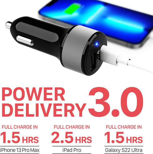Vena 30W USB C Car Charger, (Power Delivery 3.0, 2.5X Faster Speed) 2 Port Type C PD 3.0 Fast Charging Compact Charger Compatible with iPhone 14/1...